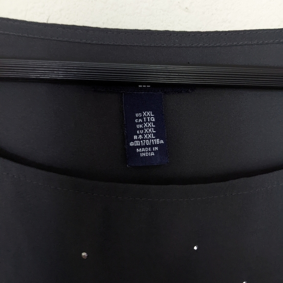 GAP NWOT dark gray and silver rhinestone short sleeve blouse size XXL - Picture 6 of 7